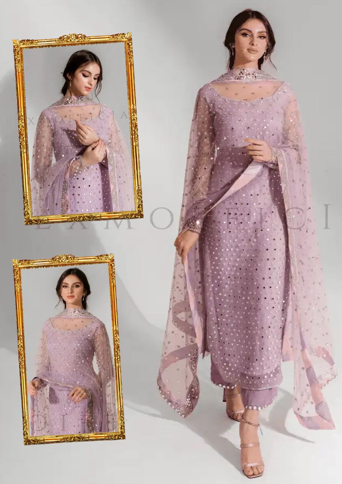 LXM Organza suit with Malai Trouser