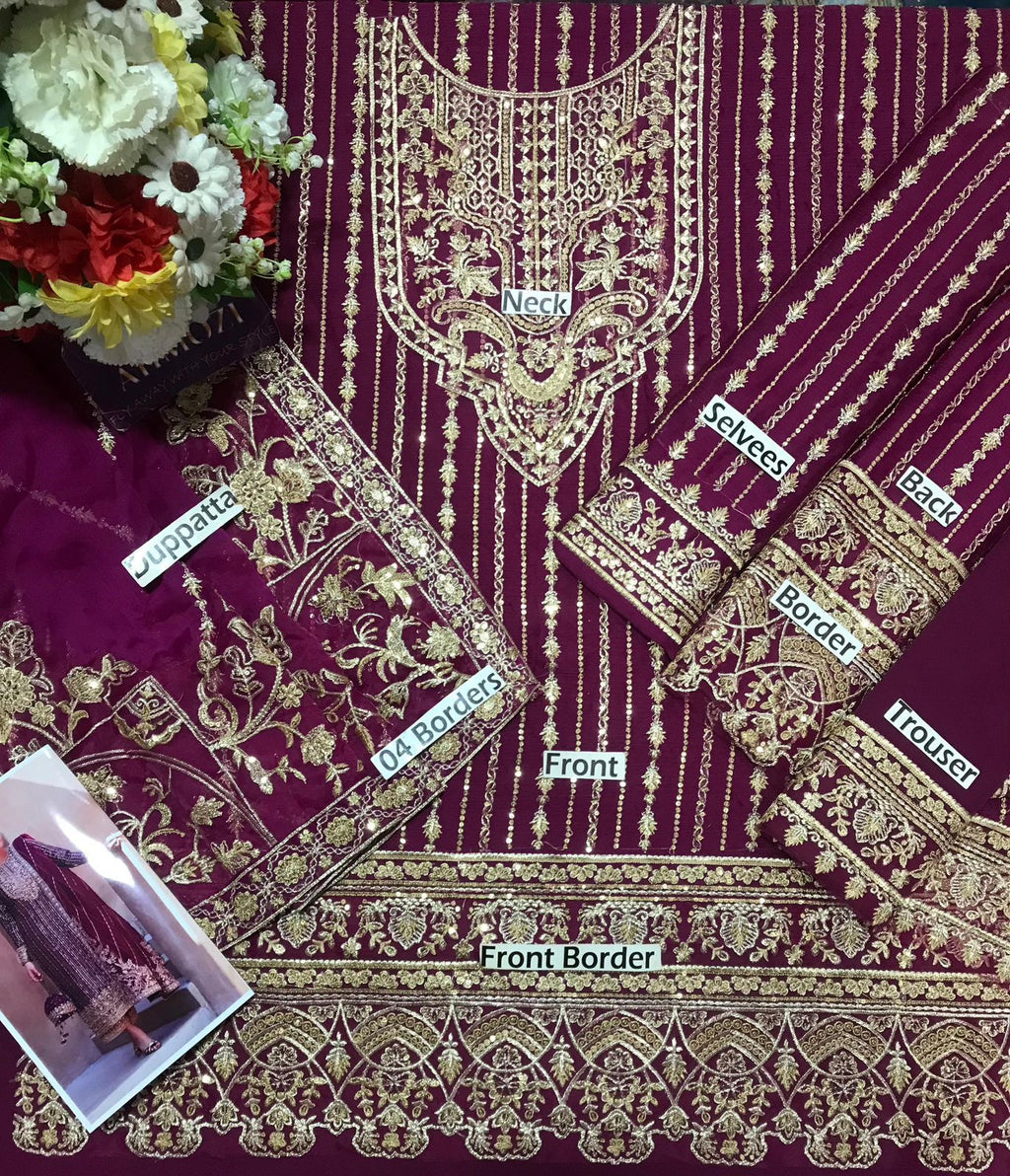 Presenting &nbsp:Kanwal Malik Chiffon Embroidered Unstitched Collection